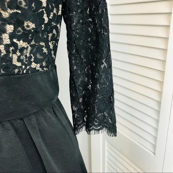 Eliza J Black nCream eyelash lace cocktail dress. - Picture 4 of 12